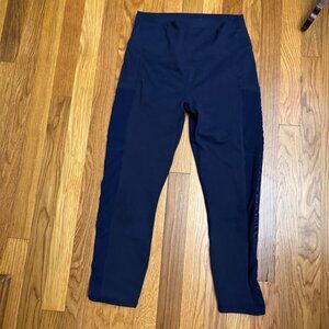Navy Fabletics Powerhold Leggings with Mesh Pockets - size 8
